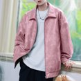 thumbnail image 4 of Maoxin Men's Leather Jacket Fashion Men's Solid Color Long Sleeve Hoodless Faux Leather Outwear Jackets Leather Jacket Men Plus Size Pink 2XL, 4 of 5