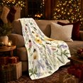 thumbnail image 3 of Bumblebee Wildflower Botanical, Peaceful Botanical Garden Scene, Warm Flannel Blanket for Sunroom and Reading Nook, Garden Lovers Housewarming Gift, Botanical Home Decor, 3 of 9