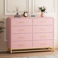 thumbnail image 1 of Bingirl Commode Moderne à 8 Tiroirs Meuble Télé: Coffre en Bois avec Poignées et Pattes en Métal, MDF Imperméable, Conception Anti-Effondrement, Grand Rangement pour Chambre, Salon, Couloir (Rose), 1 of 5