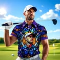 thumbnail image 4 of HOMYGIFTS Custom Face Stained Glass Golf Polo Shirt, Personalized Men’s Short Sleeve Sports Polo with Photo, Colorful Artistic Print, 4 of 10