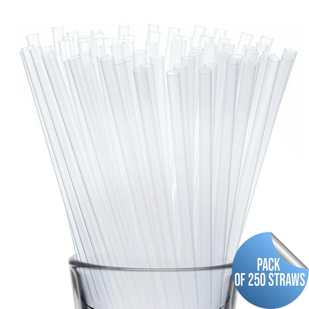 250 Plastic Disposable Straws Clear 7 3/4 in Long; 0.23 in Diameter