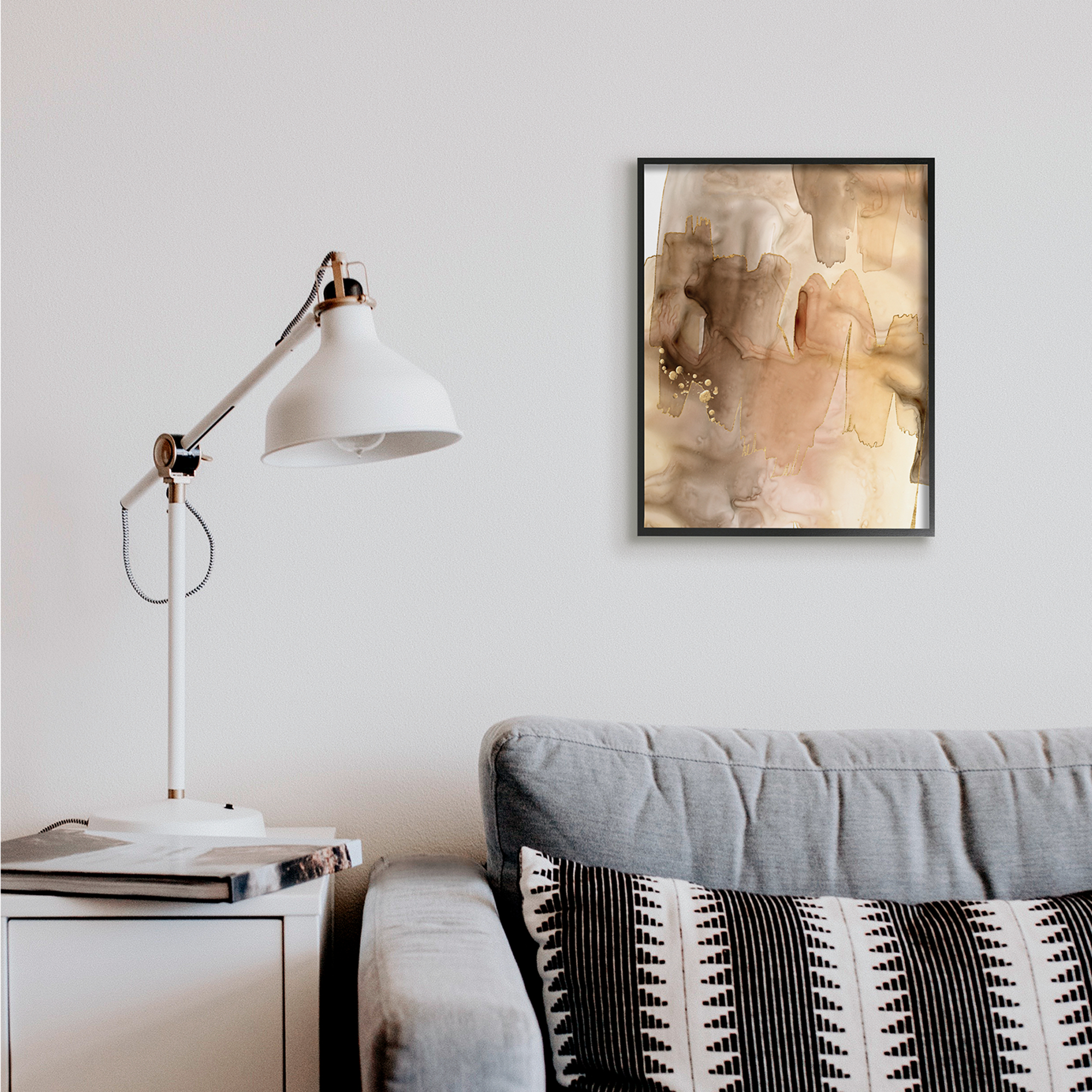 Stupell Industries Layers of Watercolor Brown Paint Abstraction Abstract Painting Black Framed Art Print Wall Art, 16 x 20