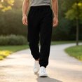 thumbnail image 3 of Mens Baggy Sweatpants Loose Fit Cotton Casual Comfy Stretch Wide Leg Sweat Pants with Pockets Black,XL, 3 of 7