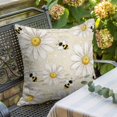thumbnail image 3 of Throw Pillow Covers, White Daisy Farmhouse 16x16 Pillow Covers for Couch/Sofa/Bed, Garden Floral Honeybees Vintage Decorative Square Linen Cushion Pillowcase for Home Decor, 3 of 9