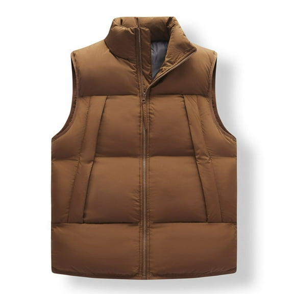 Pejock Men's Thermal Polyester Vest, Lightweight Quilted Sleeveless Coat with Functional Pockets, Windproof Casual Winter Outdoor Jacket