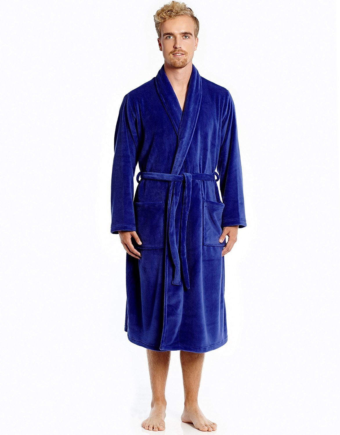 Leveret Mens Fleece Robe Royal Blue Size XL/XXL