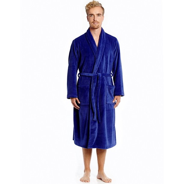 Leveret Mens Fleece Robe Royal Blue Size XL/XXL