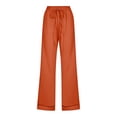 thumbnail image 4 of Ladies Pants Casual High Waisted Drawstring Elastic Straight Leg Long Pants With Pockets Woman Pants Brown M, 4 of 4