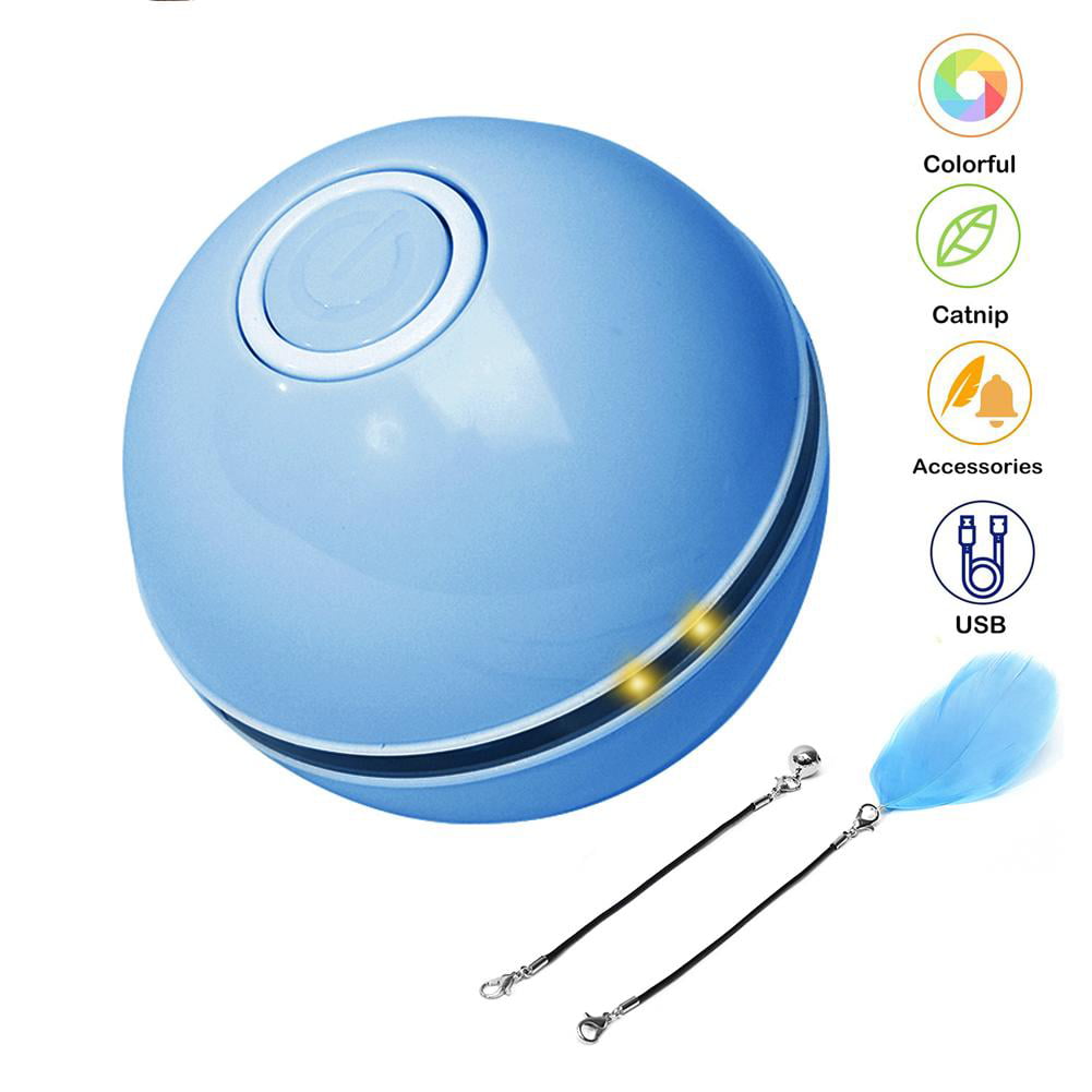 Blue Interactive Cat//Dog Toys Ball Automatic Self Rotating Cat Toy Red /& Colorful LED Cat Exercise Ball with Feather Bell and Catnip USB Rechargeable Kitten Toys Gifts for Cats//Dogs Newest Version