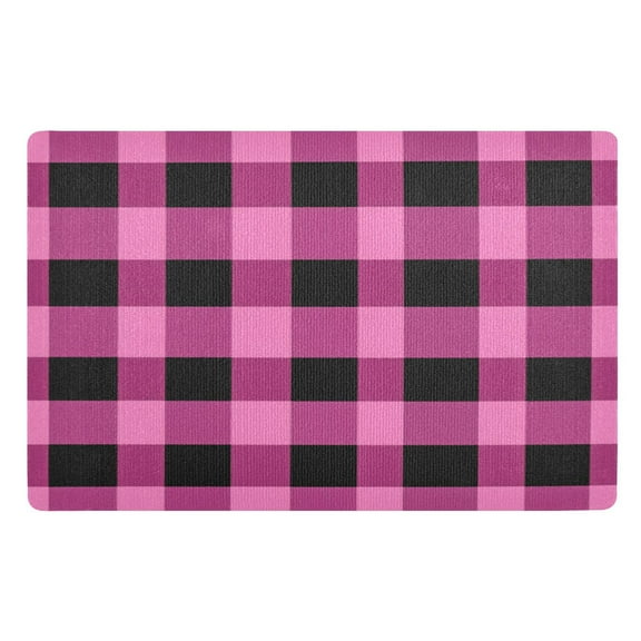 Pink and Black Check Doormat 32x20 inch Non Slip Doormat Absorbent Welcome Mat Indoor Doormat for Bedroom Living Room