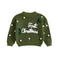 thumbnail image 2 of Miaouyo 0-18 Months Infant Baby Gilrs Boys Christmas Sweaters Long Sleeve Holly Leaf Letter Embroidery Knit Pullovers Jumper Tops, 2 of 9