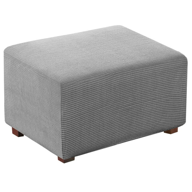 Flamingo P 1 Piece Stretch Ottoman Cover Folding Storage Stool Furniture Protector Soft Rectangle Slipcover with Elastic Bottom Ottoman Cover Extra Large (Large, Dove)