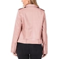 thumbnail image 4 of KOGMO Women's Snake Embossed Vegan Leather Moto Jacket with Belt, 4 of 5
