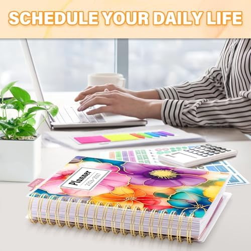 Planner 2026-2027, Large 18 Months Academic Daily Weekly Monthly Planner Yearly Agenda Jan. 2026–June. 2027, 7.9" x 9.8", Page Tabs, Separator Page, Pocket Folder, Bookmark, Stickers, Sticky Note Set
