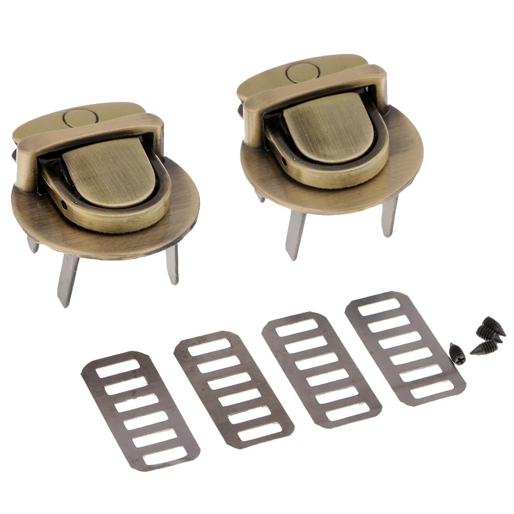 2 Sets Vintage Metal Bag Closure Tuck Lock Clasp Fasteners For