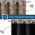 thumbnail image 3 of Vargottam Room Darkening Curtains - Arch Fan Motif Pattern, Set of 2 Panels, 42" x 72" - Grommet-Top Blackout Window/Door Drapes for Bedroom, Nursery & Living Room - Brown, 3 of 9