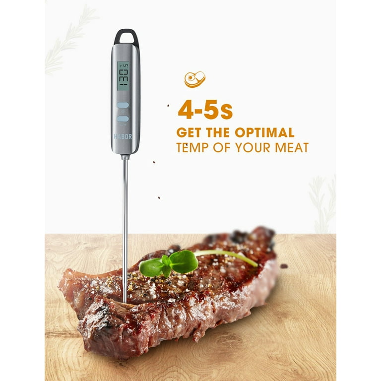 Habor Upgraded Meat Thermometer, Long Probe Digital Cooking Thermometer Kitchen Thermometer with 5.5'' Probe, Hanging Hole for Kitchen BBQ Grill