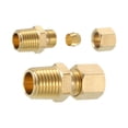 thumbnail image 1 of 2Pack Brass Pipe Fitting, 1/4" OD x 1/4" NPT Male Brass Compression Tube Fitting, Brass Compression Union Connector, Brass Straight Coupling Adapter Fitting Fit 1/4" Pipe, 1 of 6