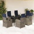 thumbnail image 1 of vidaXL 7 Piece Patio Dining Set with Cushions Gray Poly Rattan, 1 of 6