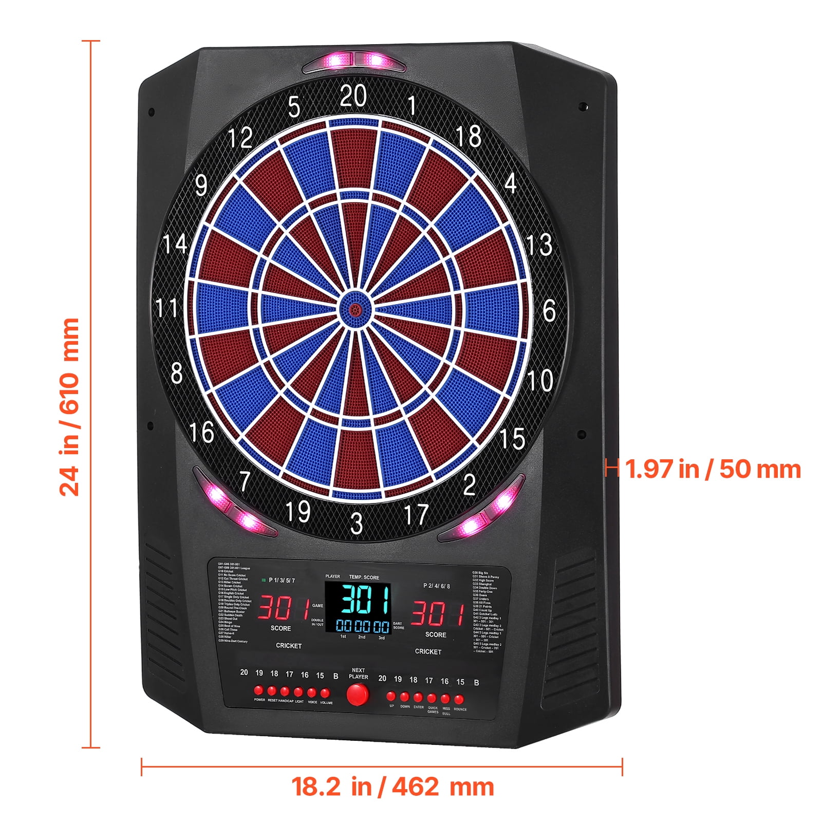 KFFKFF Electronic Dart Board with 13.5" Target, 45 Games & 474 Variations for Up to 8 Players, Includes 6 Dart Shafts, Flights, and 50 Soft Tips, LED Cricket Scoring Display for Home, Party, or Bar