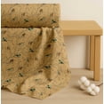 thumbnail image 4 of Soimoi Orange Cotton Voile Fabric Leaves & Flowerpecker Bird Printed Fabric 1 Yard 42 Inch Wide, 4 of 7