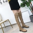 thumbnail image 2 of sweethay Botas hasta la rodilla para mujer Cremallera lateral Tacón bajo Flock Muslo Botas altas Microfibra Color sólido Zapatos planos Accesorio Calzado negro 4 sweethay AP013397-04, 2 of 6