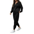 thumbnail image 4 of FIOPHY Women's Waffle Knit 2 Piece Outfits Lounge Sets 1/4 Zip Up Pullover Long Sleeve Top Jogger Sweats Track Suits Set,Black，XL, 4 of 5