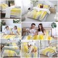 thumbnail image 5 of 3 Piece Yellow Gray White Duvet Cover Set Full Size, Microfiber Comforter/Quilt Cover with Corner Ties and 2 Pillowcases, Farmhouse Gradient Abstract Art All Season Soft Bedding with Zipper Closure, 5 of 8