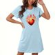 thumbnail image 1 of Camisón corto de San Valentín para mujer, talla grande, estampado en el pecho, cuello redondo, manga corta, 1 of 3