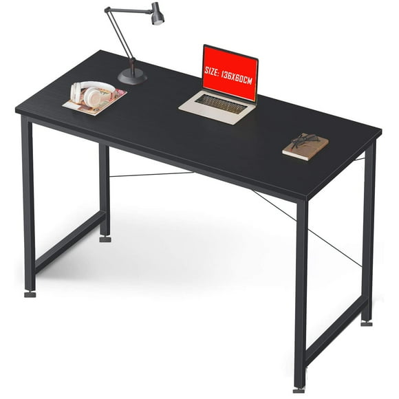 Duramex (TM) Study Computer Desk Table 53.5 inches 135cm Long 24" 60cm Wide Large No Install Needed Table Workstation for Home Office, Black