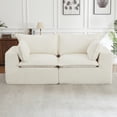 thumbnail image 3 of Leumius 3-Seater Boneless Sofa Couch,Modern Corduroy Sofa with Pillows,Bean Bag Couch for Living Room,No Assembly Required,White, 3 of 6