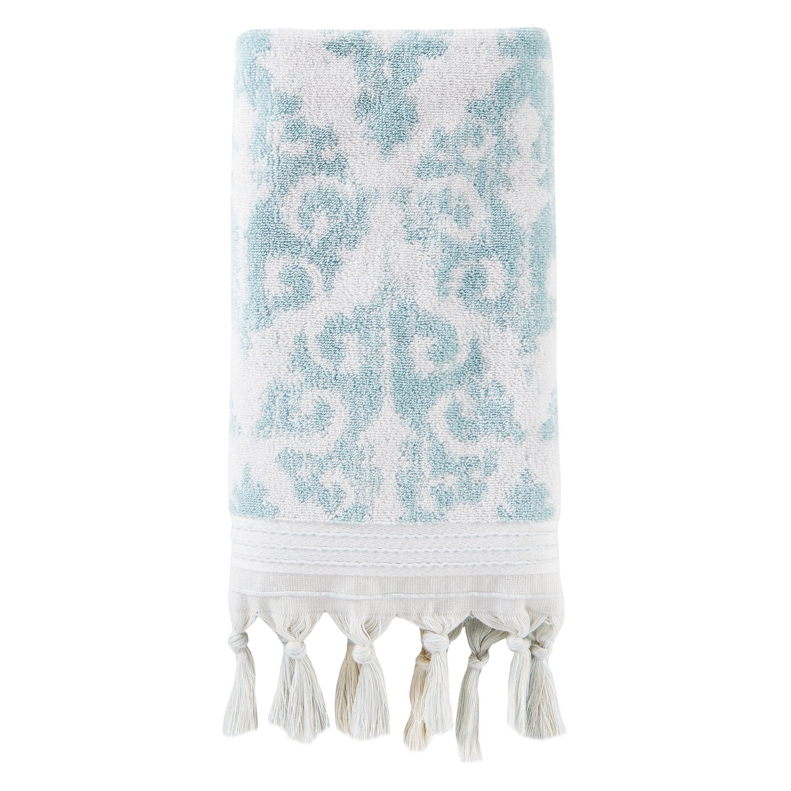 SKL Home Mirage Fringe Hand Towel (2-Pack), Aqua, 16" x 26".