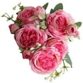 thumbnail image 4 of Ramo de rosas persas artificiales Ticfox 3 ramos 5 cabezas color morado rosado, 4 of 12
