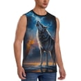 thumbnail image 2 of Pofeuu Lonely Night Sky Wolf Print Men's Muscle T-Shirt, Sleeveless, Muscle Tank, Classic Muscle Tee Top For Men Casual Sleeveless Muscle T-Shirt Trendy Clothes-Small, 2 of 7