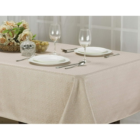 Kashi Home Stone Bronze Tablecloth 70"RD, Decorative Fabric Tablecloth for Gathering, Buffet Table, Parties, Holiday Dinner, Wedding & More