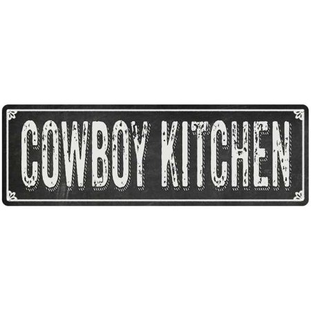 Cowboy Kitchen Shabby Chic Black Chalkboard Metal Sign 6x18 Decor