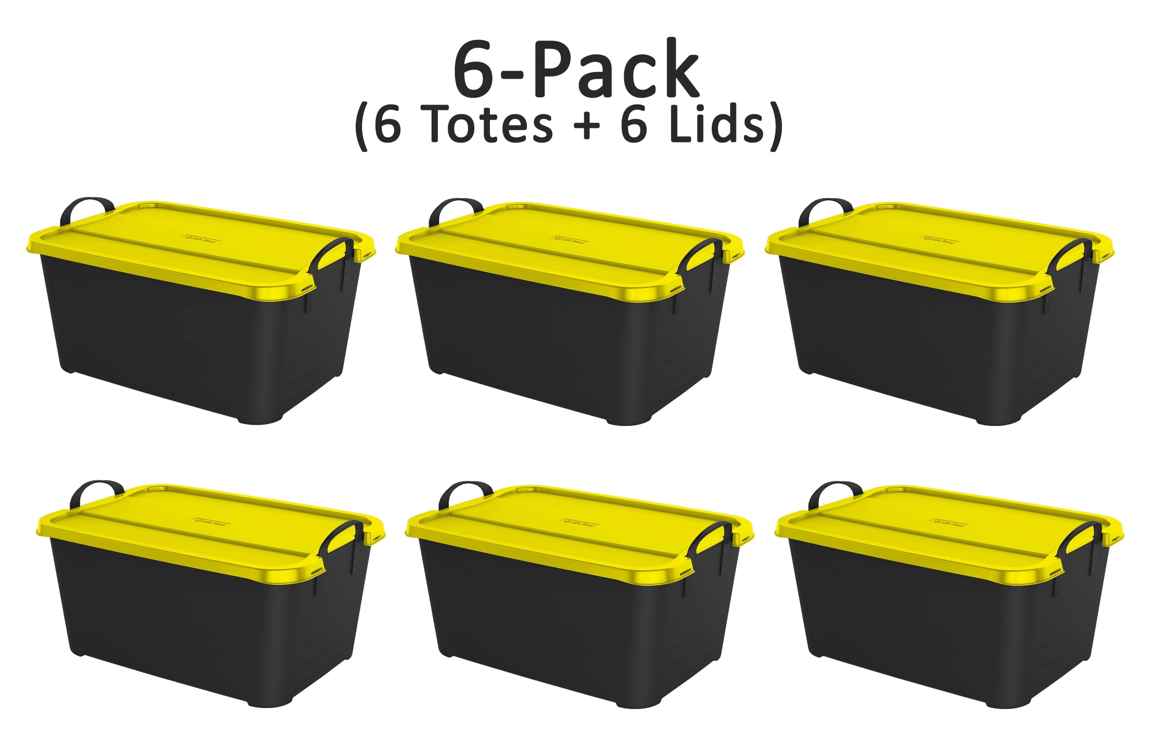 Yellow Large Plastic Storage Bin 6 Pack - by TCR