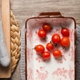 thumbnail image 4 of Plat de Cuisson en Céramique pour la Maison à Fleurs de Cerisier Rouges, Rectangulaire, Vaisselle à Double Poignée, Plat de Riz Cuit, 4 of 8