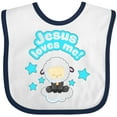 thumbnail image 3 of Inktastic Jesus Loves Me Cute Lamb and Stars Boys or Girls Baby Bib, 3 of 4
