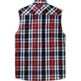 thumbnail image 5 of Ma Croix Mens Plaid Sleeveless Button Shirt Flannel Pattern, 5 of 5