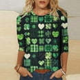 thumbnail image 2 of Womens St Patricks Day Shirt 3/4 Sleeve Casual Tunic Love Shamrock Tops Loose Fit Crew Neck Tshirt Irish Green Tee Shirt, 2 of 5
