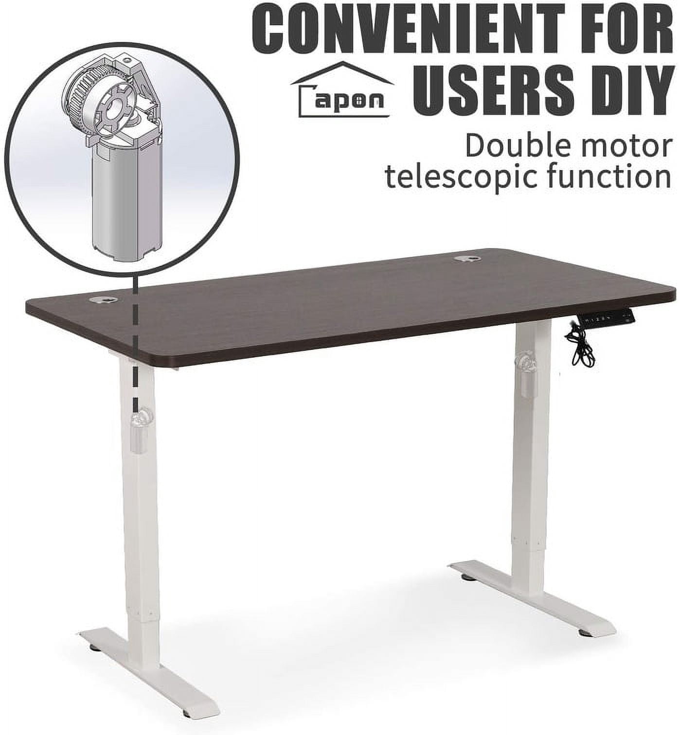 Electric Standing Desk, 55 x 28 Inches Height Adjustable Dual Motor Stand up Desk Workstation, Full Sit Stand Home Office Table, Whole-Piece Desk Board (White Frame/Black Top)