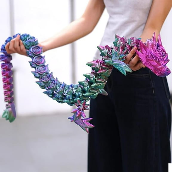 47.5inch Super Large 3D Printed Rose Dragon,Flexible Joint Animal Figurines, Cool Stuff Fun Gift,Home Office Decor,Fidget Toy for Adults Teens Boy Gifts Easter Basket Stuffers (PG-47.5inch)