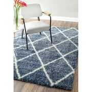 Angle View: Nuloom OZSG09E-8010 Machine Made Diamond Shag Rug, Blue - 8 ft. x 10 ft.