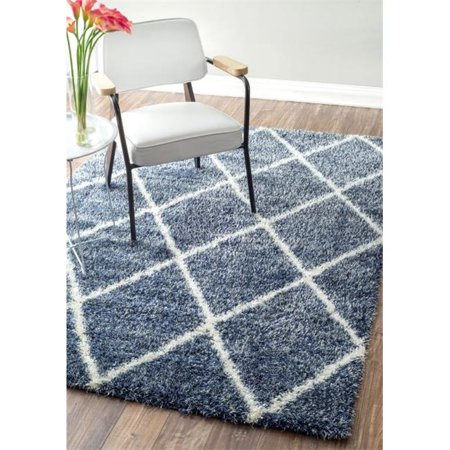 Nuloom OZSG09E-8010 Machine Made Diamond Shag Rug, Blue - 8 ft. x 10 ft.