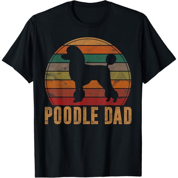t-shirt Retro Poodle Dad Dog Owner Pet Poodle Father T-Shirt mens,black,women,funny,journey,Crew Neck, Short Sleeve,custom clothing patterns.gift