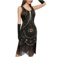 thumbnail image 3 of BLTIBY Women's 1920s Fringed Dress Flapper Costume Vintage Sequin Beaded Tassels Hem Prom Sleeveless Round Neck Cocktail Evening Dresses Gatsby Dress Gold L, 3 of 6