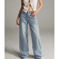 thumbnail image 4 of Women Y2k Baggy Jeans Loose Fit Boyfriend Straight Wide Leg Jeans Trendy Stretch Long Denim Pants Light Blue L, 4 of 9
