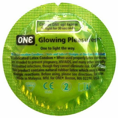 ONE Glow In The Dark Glowing Pleasures Latex Condoms. Excite The