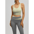 thumbnail image 2 of Women's 2 Piece Color Block Workout Set, Sports Bra and High Waist Leggings, Yoga Gym Pilates Outfit, 2 of 6